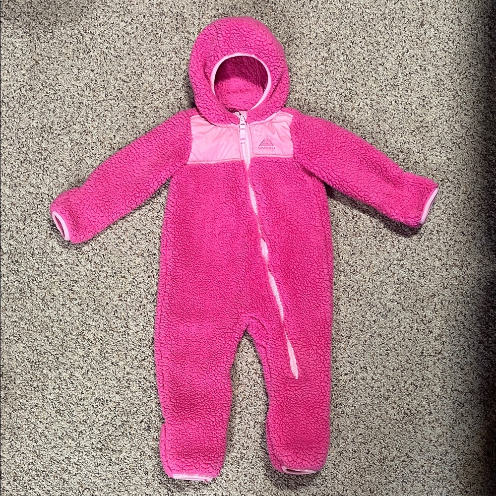 Snozu Pink Sherpa Kids bunting Footie